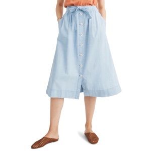 Madewell Tie Palisade Button-Front Midi Skirt